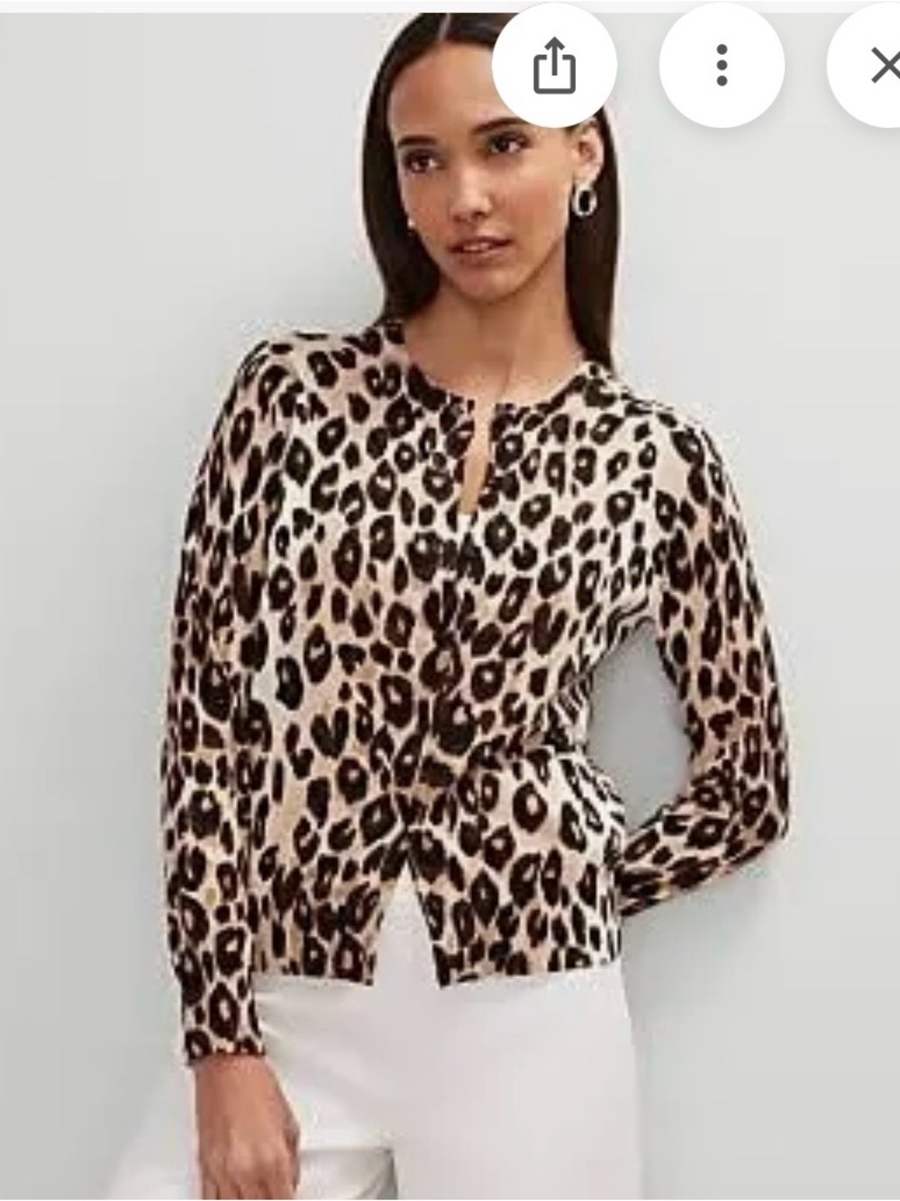 Ann Taylor Leopard-Print Long Sleeve Cardigan in Tan and Black